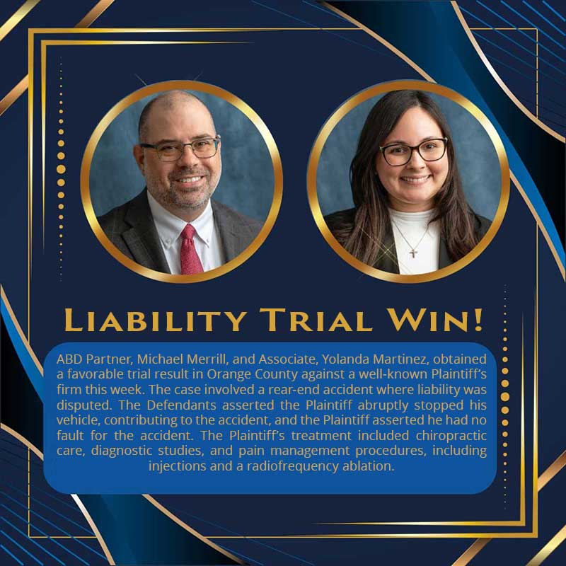 Liability Trial Win — Orange County Auto Accident Case